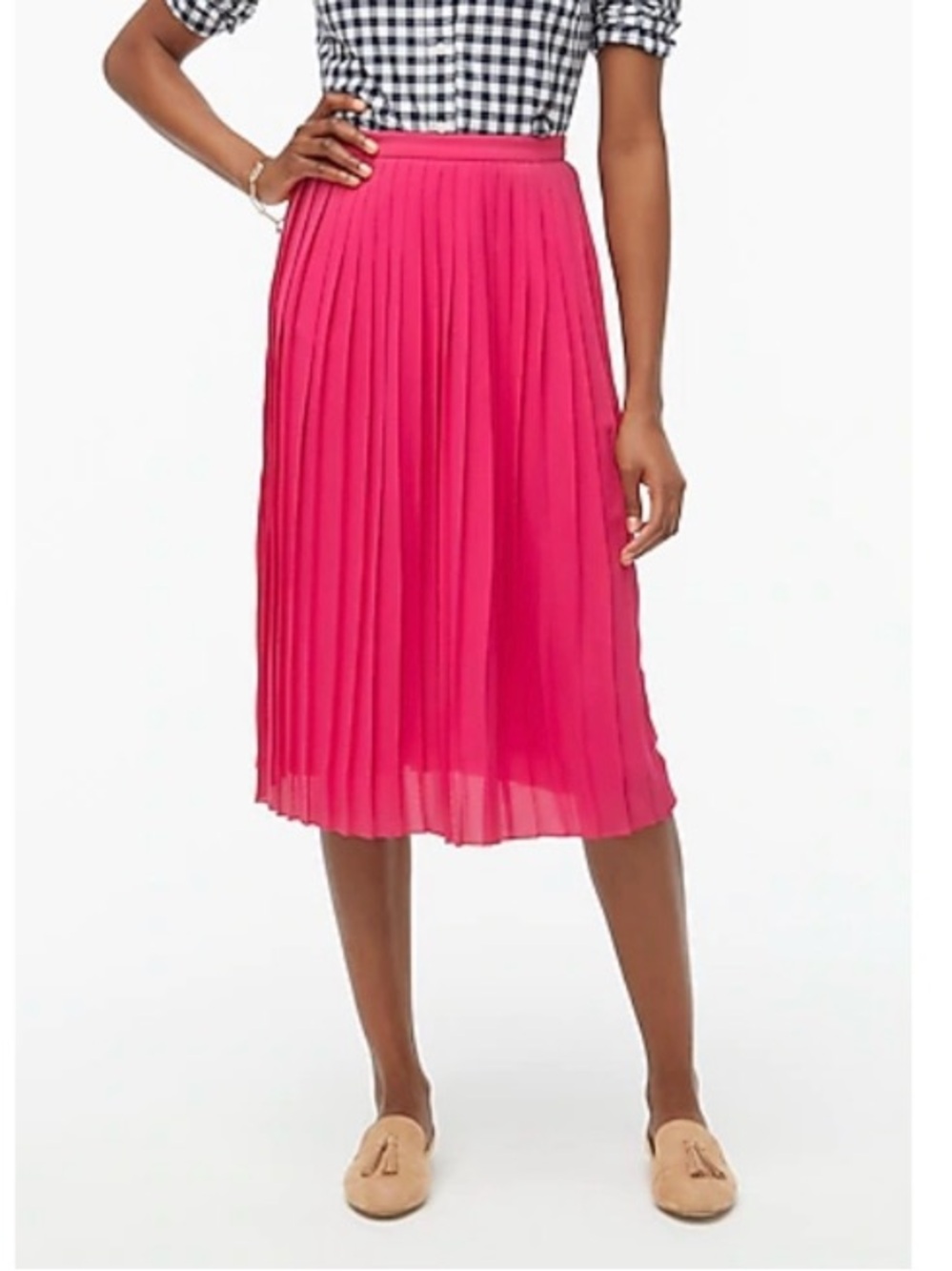 J. Crew Accordion Pleated High Rise A-Line Midi Skirt Career Preppy Pink 2